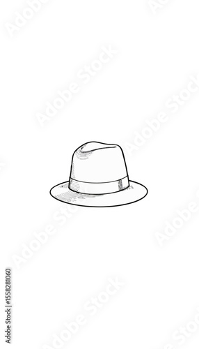 Classic fedora hat in minimalist black and white design  