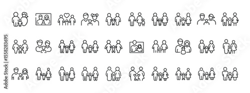 Group Icon Set. Containing people, users, community, team, collaboration, crowd, network and member icons. Solid icon collection.