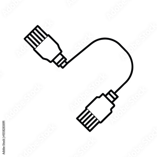 black ethernet cable outline on white clip art preview