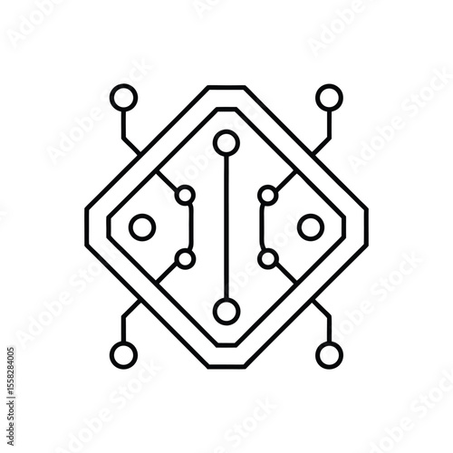 pcb mounting hardware line art on white background