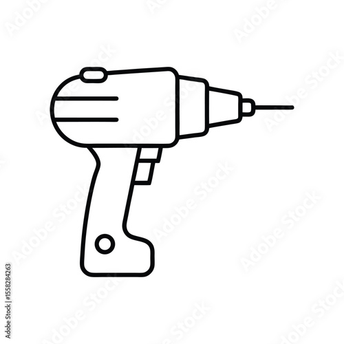 electric drill line art on white background