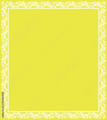Decorative frame Elegant vector element for design in Eastern style, place for text. Floral yellow and white border. Lace illustration for invitations and greeting cards