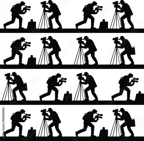 Silhouette Cameraman Vector Set Paparazzi And Photographer Clipart Collection
