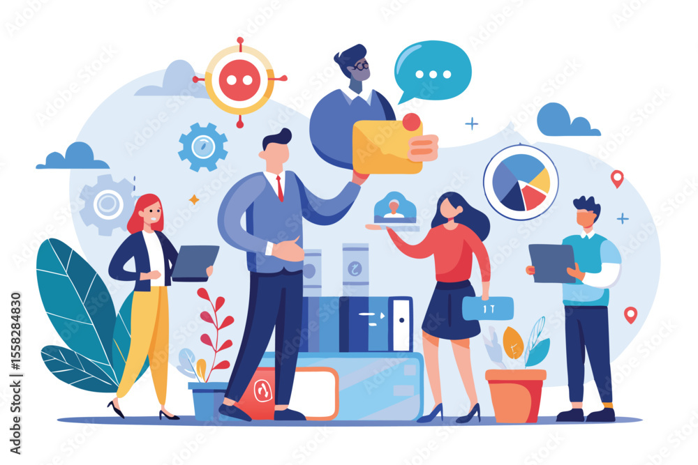 Illustration depicting trust between business partners, showcasing collaboration and communication in a professional environment Illustration depicting trust between business partners, showcasing collaboration and communication in a professional environment