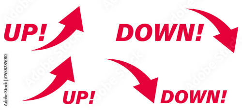 上向き・アップ・UP!の矢印アイコン赤