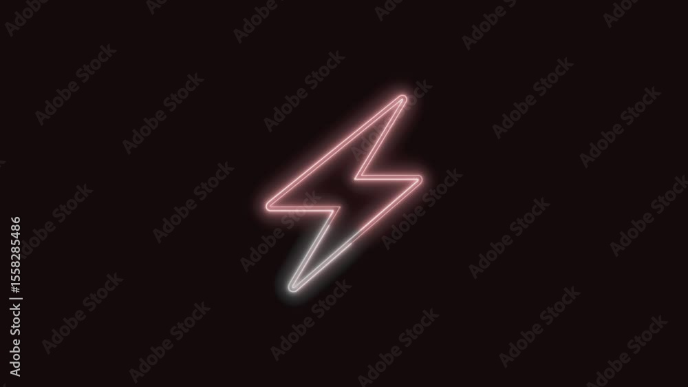 Thunder Icon Neon Seamless Loop 4K Black Background Animated Promotional Typography for Video Editing Thunder Icon Neon Seamless Loop 4K Black Background Animated Promotional Typography for Video Editing