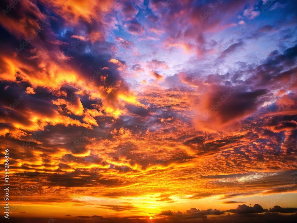 Obraz premium Stunning Sunset Sky Backgrounds: Nature Photography, Golden Hour, Cloud Formations, Amazing Skies