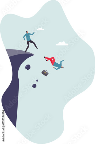 Business dishonesty, betrayal or jealousy colleague, career competitor or cheating .character for design.