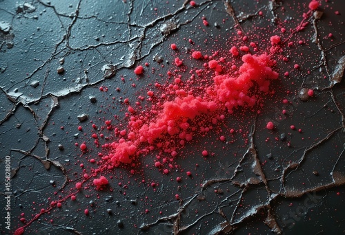 Wallpaper Mural Vivid red powder spread across a dark cracked surface for computer background Torontodigital.ca
