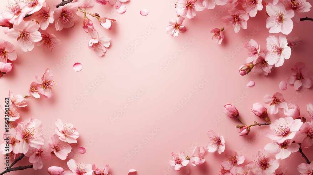Elegant Pink Floral Card Design Featuring Blossoming Cherry Flowers for Celebratory Occasions Elegant Pink Floral Card Design Featuring Blossoming Cherry Flowers for Celebratory Occasions