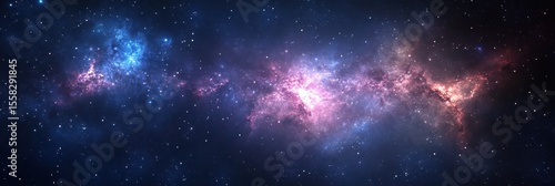 Cosmic Horizon: Vibrant Deep Space Panorama Banner Capturing the Essence of the Galaxy
