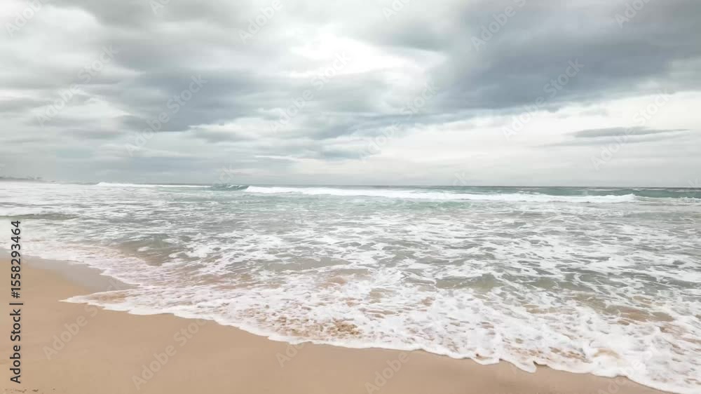 Agitated Indian ocean shore waves tropical South Sri Lanka cloudy skyline bad weather Agitated Indian ocean shore waves tropical South Sri Lanka cloudy skyline bad weather