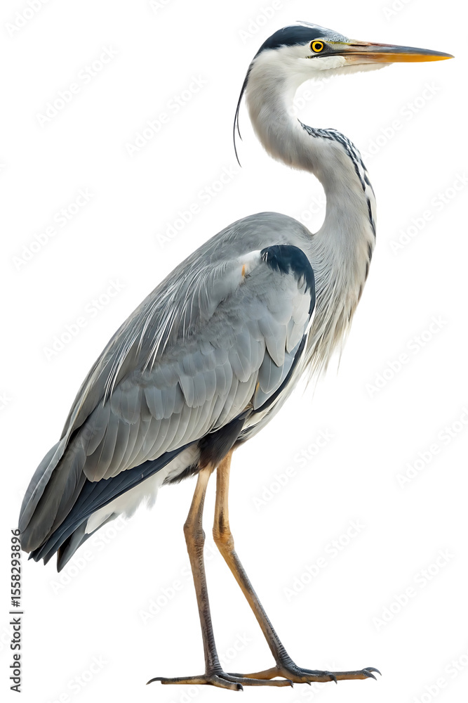 Fototapeta premium grey heron elegant side pose