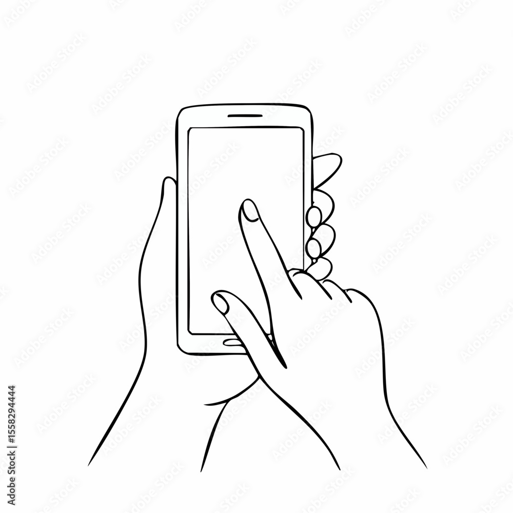 Mano stilizzata che tocca uno smartphone