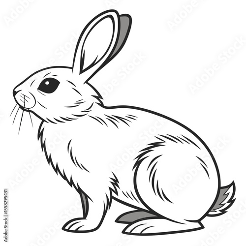 Cartoon rabbit illustration showing a side view of the animal's figure