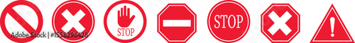 Stop icon set.No Entry or No Sign and Warning Icon.hand stop sign and symbol. Do not enter red sign.Alert information, accident notification vector illustration.sign icon vector illustration.