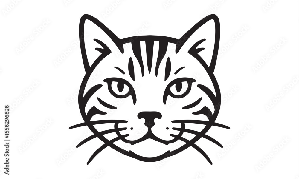 Cute Cat Head Icon - Minimalist Feline Face Illustration Cute Cat Head Icon - Minimalist Feline Face Illustration
