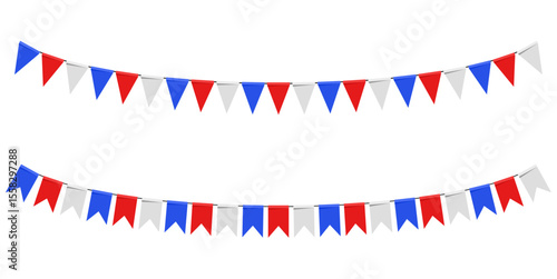Blue red and white festival flag vector, representing celebration, patriotism, and festive events. Ideal for national holidays, sporting events, parties, and joyful gatherings.