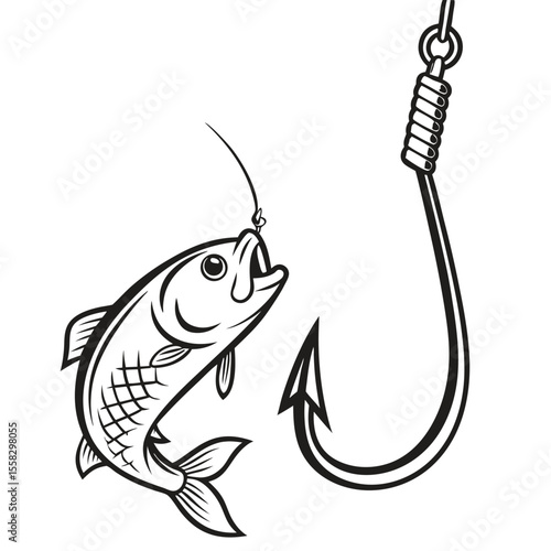 Cartoon fishing lure, bait, and hook vectors for ocean or freshwater fish