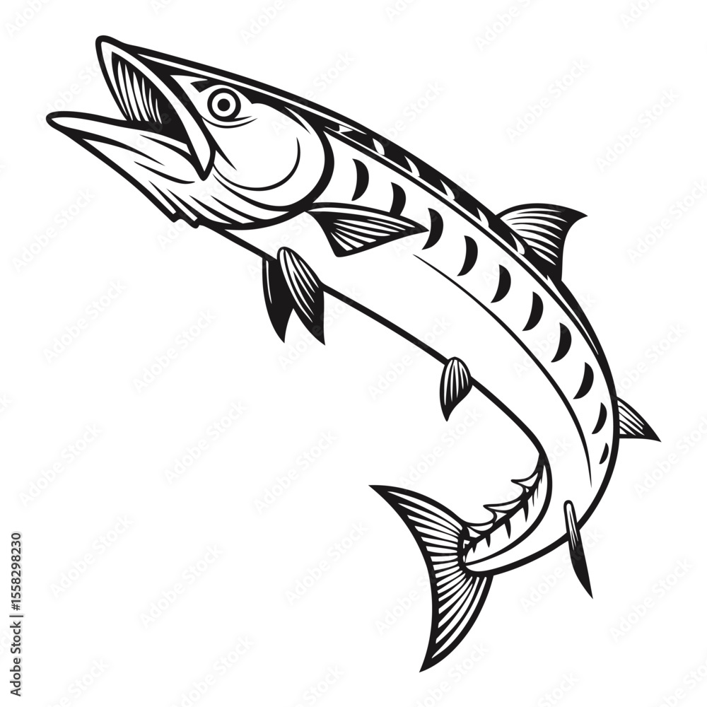 Fototapeta premium Isolated cartoon tuna vector illustration for marine, fishing, or seafood concepts
