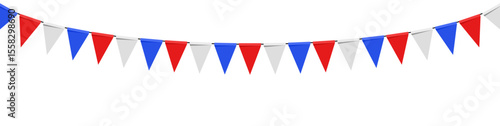 Blue red and white festival flag vector, representing celebration, patriotism, and festive events. Ideal for national holidays, sporting events, parties, and joyful gatherings.