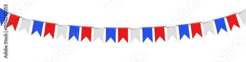 Blue red and white festival flag vector, representing celebration, patriotism, and festive events. Ideal for national holidays, sporting events, parties, and joyful gatherings.