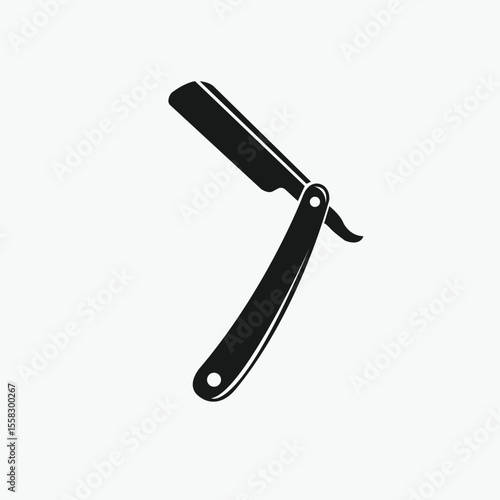Hair shaver straight razor icon | Black Vector illustration |