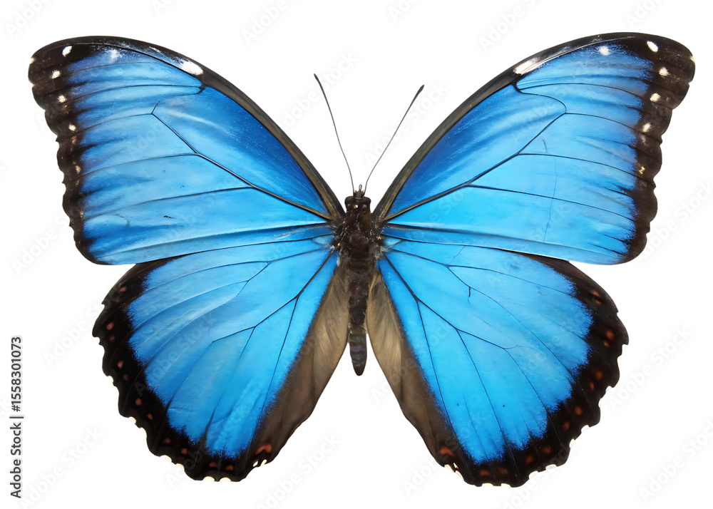 Obraz premium blue morpho butterfly on white