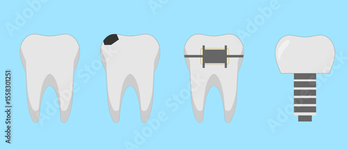 teeth set on a blue background,