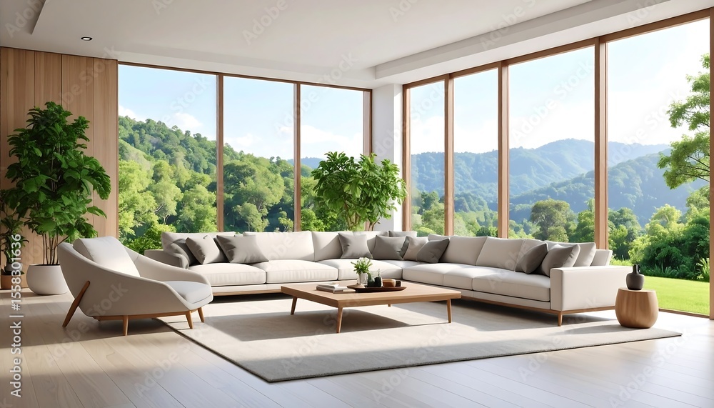 Modern living room with mountain view (2) Modern living room with mountain view (2)