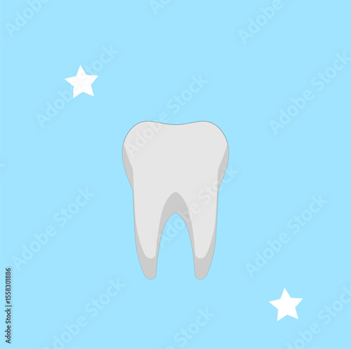 The tooth of a star on a blue background,