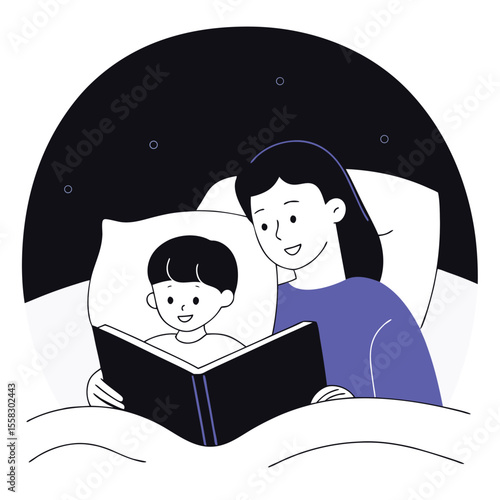 A parent reading to their child at bedtime