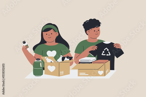 Illustration of Clothing and Food Donations