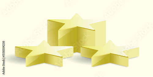 Yellow star podium stage pedestal and platform vector, a bright, celebratory display composition. Ideal for awards ceremonies, achievement recognition, product launches, and positive showcases.