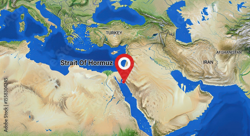 A map highlighting the strait of hormuz in the middle east region