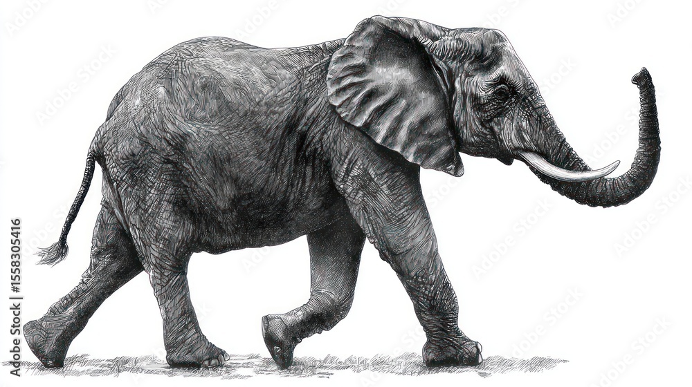 Fototapeta premium Monochrome elephant in profile