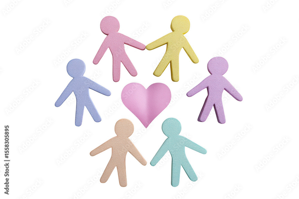 Unity and Togetherness Pastel Paper People Surrounding a Heart Unity and Togetherness Pastel Paper People Surrounding a Heart