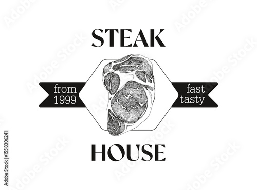 Steak house logo template vector