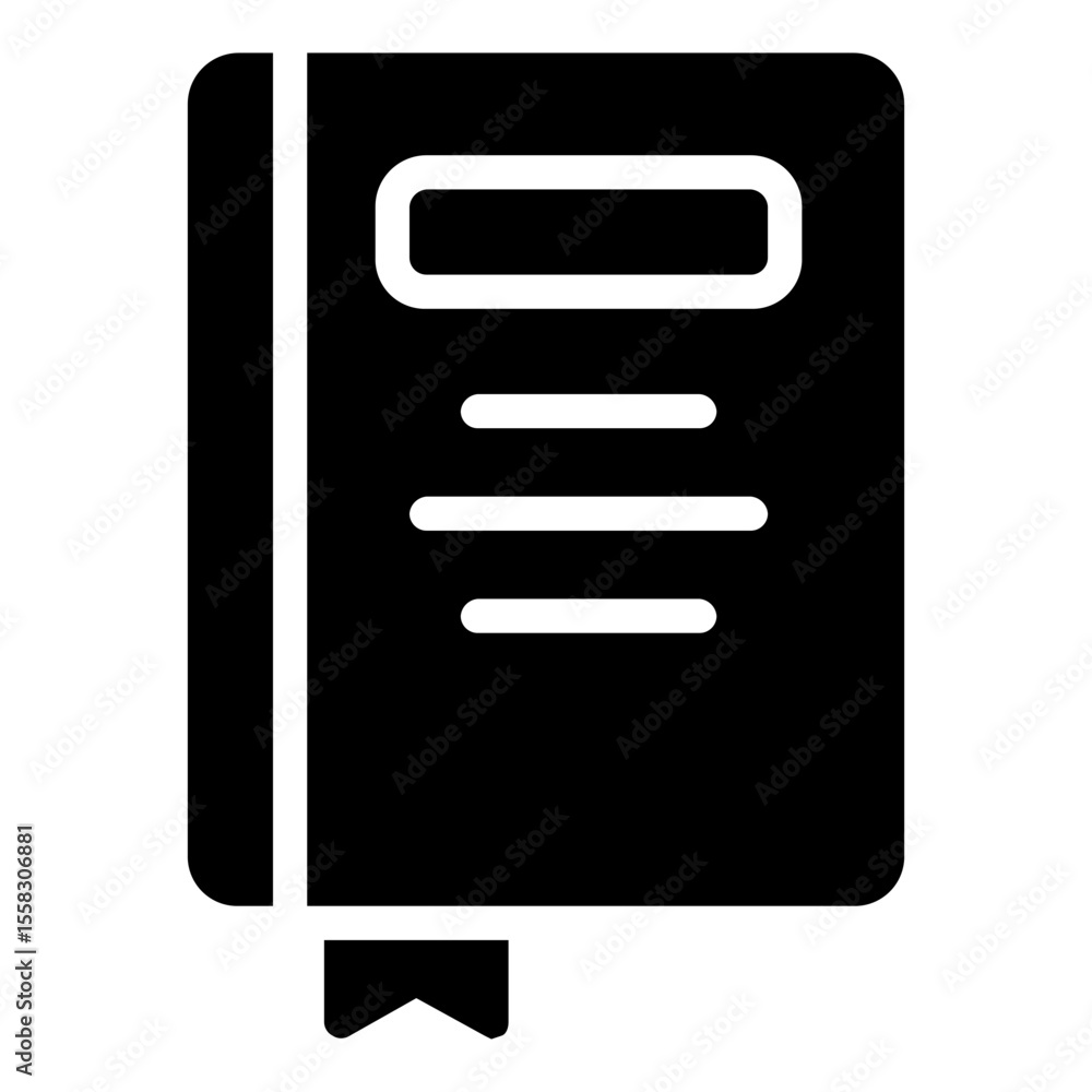 Book Icon in Solid Style Book Icon in Solid Style
