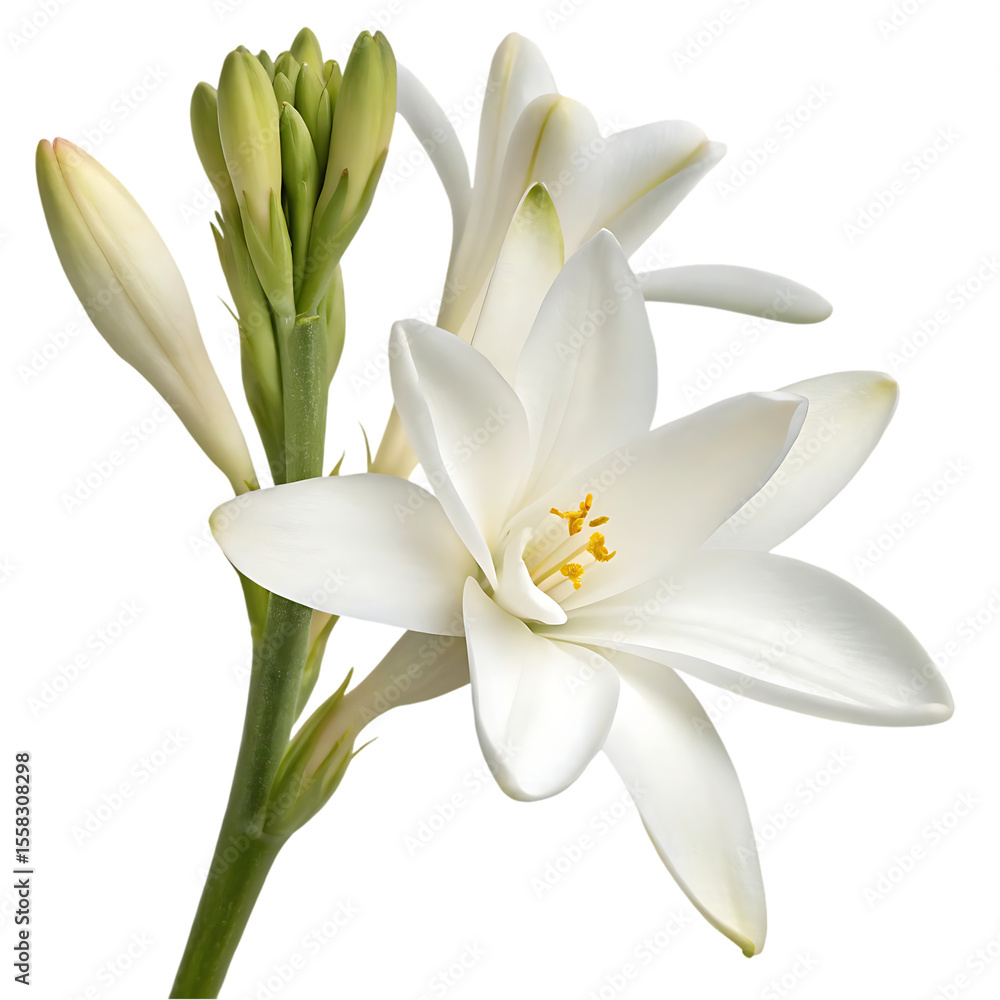 Fototapeta premium elegant white tuberose flowers isolated
