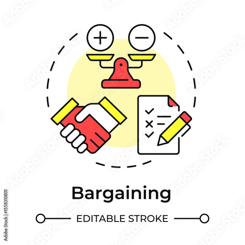 Bargaining multi color concept icon. Try to regain control. Five stages of grief. Organizational change management. Round shape line illustration. Abstract idea. Graphic design. Easy to use