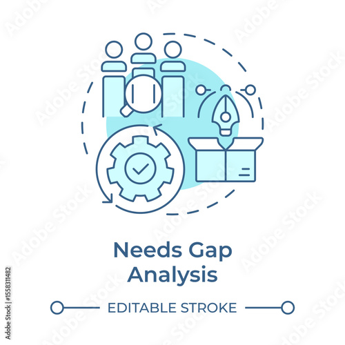 Needs gap analysis soft blue concept icon. What customers and users truly demand. Public sector services. Round shape line illustration. Abstract idea. Graphic design. Easy to use in blog post