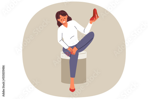 Woman has developed callus due to problems with shoes, caused by poor quality or small shoe sizes. Girl with bloody callus on leg needs ointment to avoid spread of infection and restore health