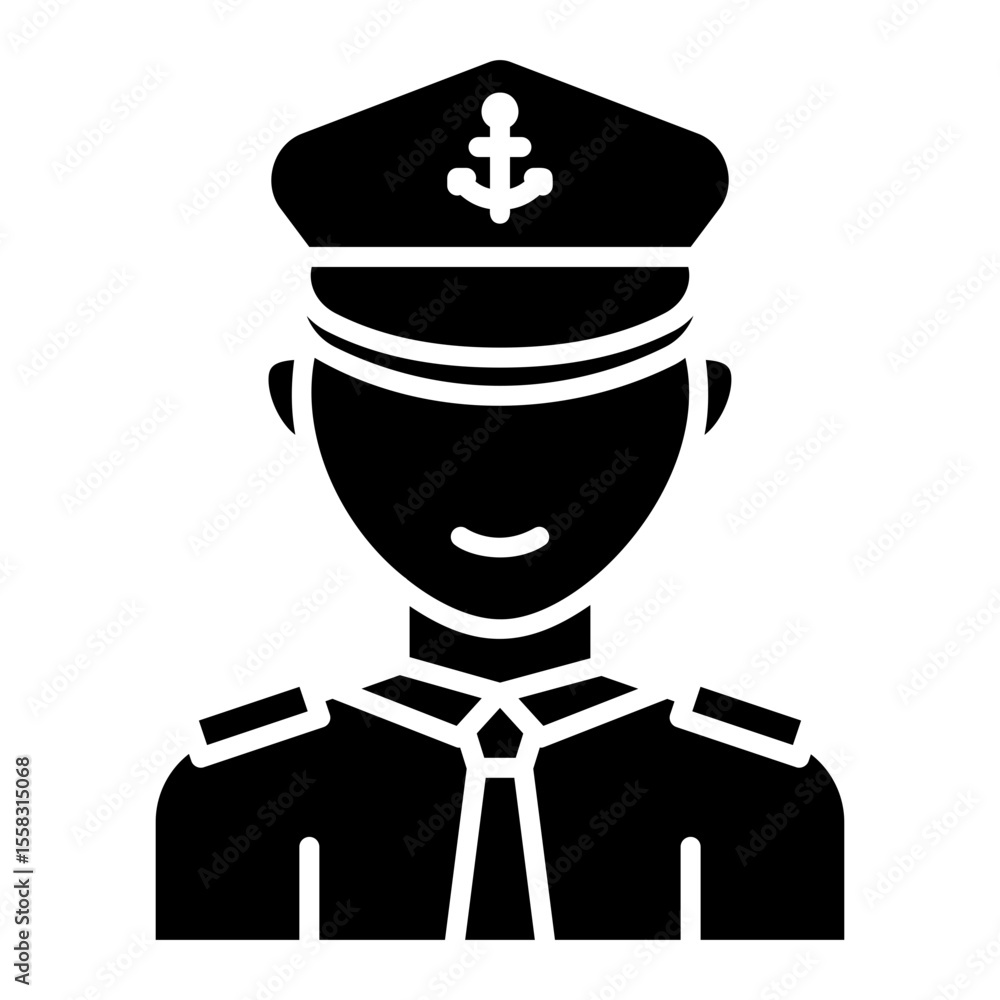 Silhouette Icon of a Navy Officer Wearing Uniform Silhouette Icon of a Navy Officer Wearing Uniform