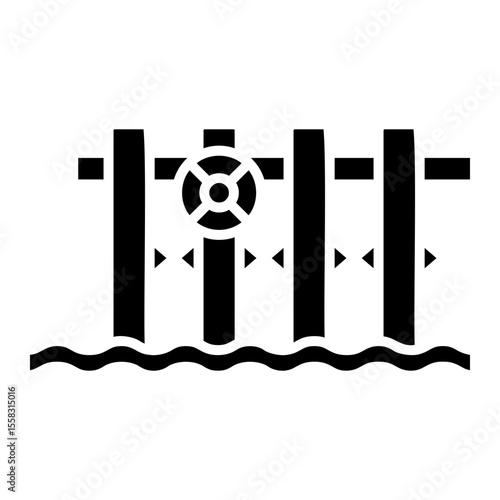 Water Dam Icon: Controlling Water Flow Vector