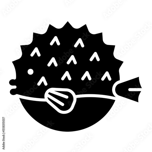 Pufferfish Silhouette: Swollen Fish Vector Illustration