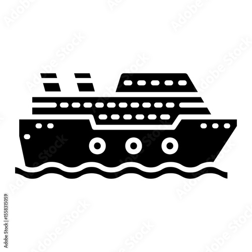 Cruise Ship Icon Vector Illustration on Water