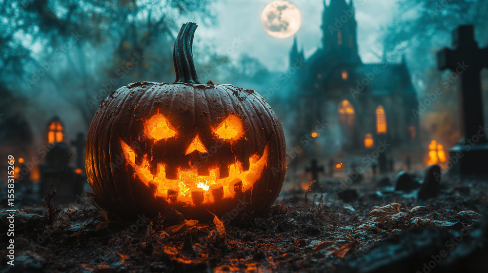 Halloween Pumpkin in Fog Halloween Pumpkin in Fog