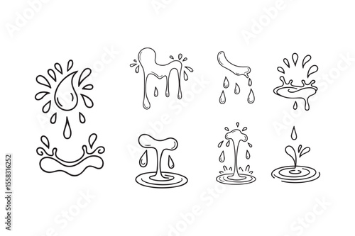 Creative Water Drop Splash Elements Set Vector Illustration