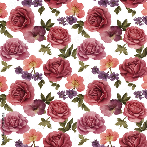 Floral pattern with roses and other flowers